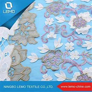 Chinese manufacture Polish colorful dentelle lace fabric