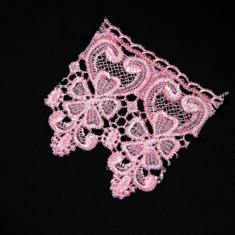 Pink Polyester Flower Pattern 10cm Clothes Chemical Lace