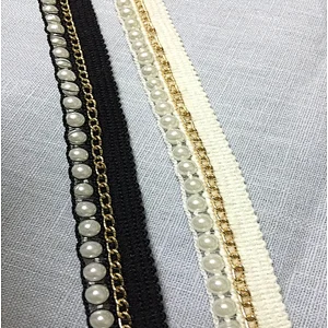 best selling fashion african lace fabric beads metal chain lace trim apparel decoration acrylic fabric