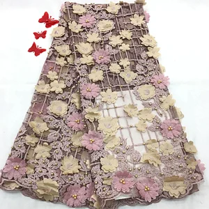 2019 high-grade embroidery fabric 3D French lace embroidery fabric wedding dress fabric