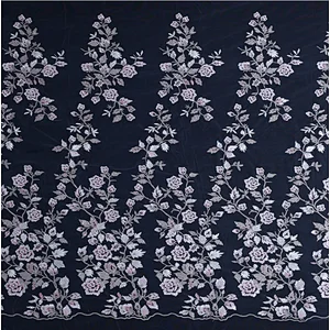 Latest embroidery 3D flower designs african  mesh pink embroidery lace fabric