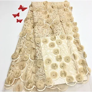 2019 new fashion laser beaded French three-dimensional embroidery wedding lace fabric