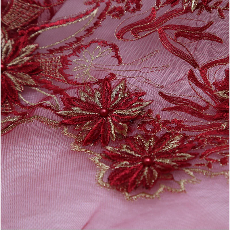 Hot selling african wedding lace fabric embroidery tulle mesh textile lace fabric
