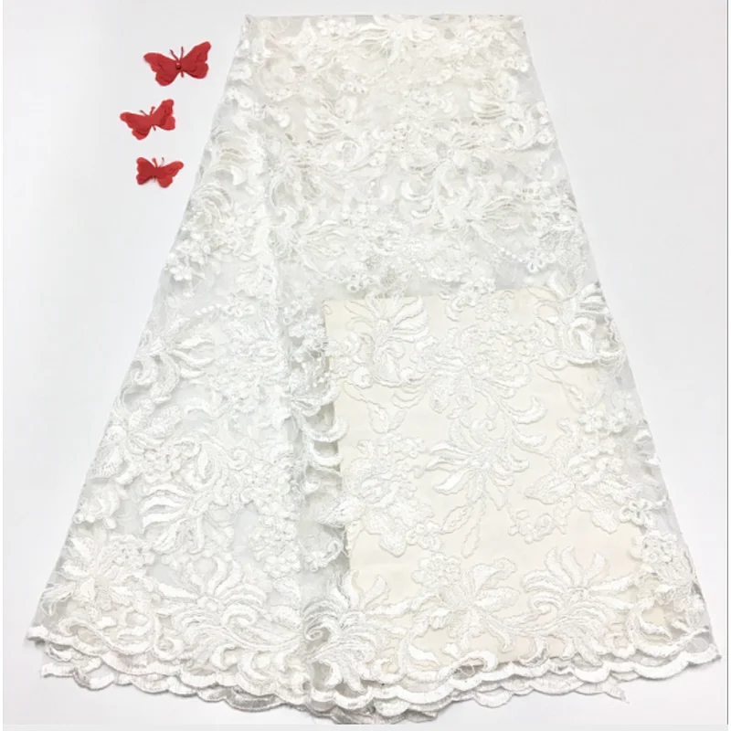 2019 high quality best selling new design embroidered 3d flower lace fabric wedding dress fabric