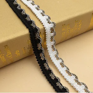 swiss metal wavy chain wool thin lace trim for dress