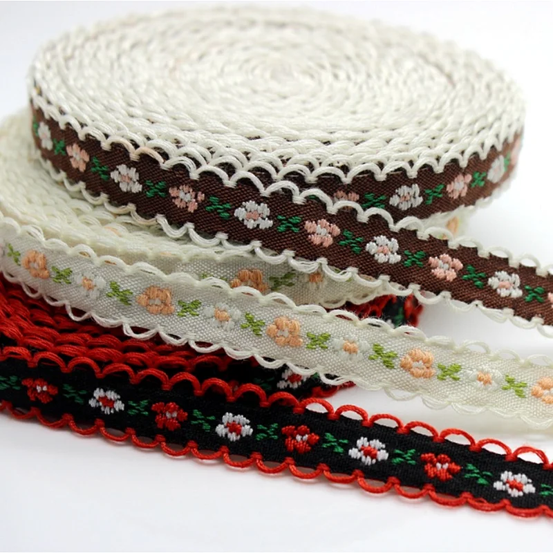 Factory direct 1.2cm french costume lace trim jacquard ribbon  embroidery curtain home textile