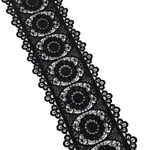 african 9.5 cm polyester chemical hollow embroidery lace flower lace trim