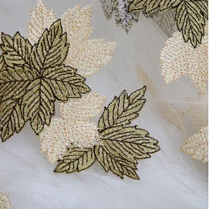 Lemo hot sale flower lace embroidered fabric embroidered lace fabric african net lace fabric