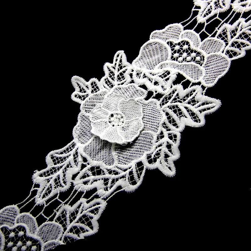 11.5cm  100% Polyester Chemical Embroidery Lace Fabric
