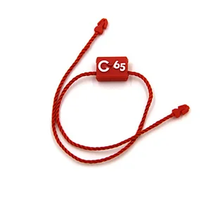 Manufacture Custom Brand Name Ribbon String Plastic Seal Snap Lock Hang Tag String Fastener for Clothing