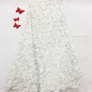 2019 rose three-dimensional French lace embroidery fabric wedding dress fabric