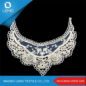 New Fashion Trend Usage Factory Wholesale White Neck Lace Applique Embroidery Flower