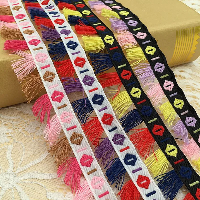 2.5cm high quality african  jacquard tassel woven lace ethnic style lace