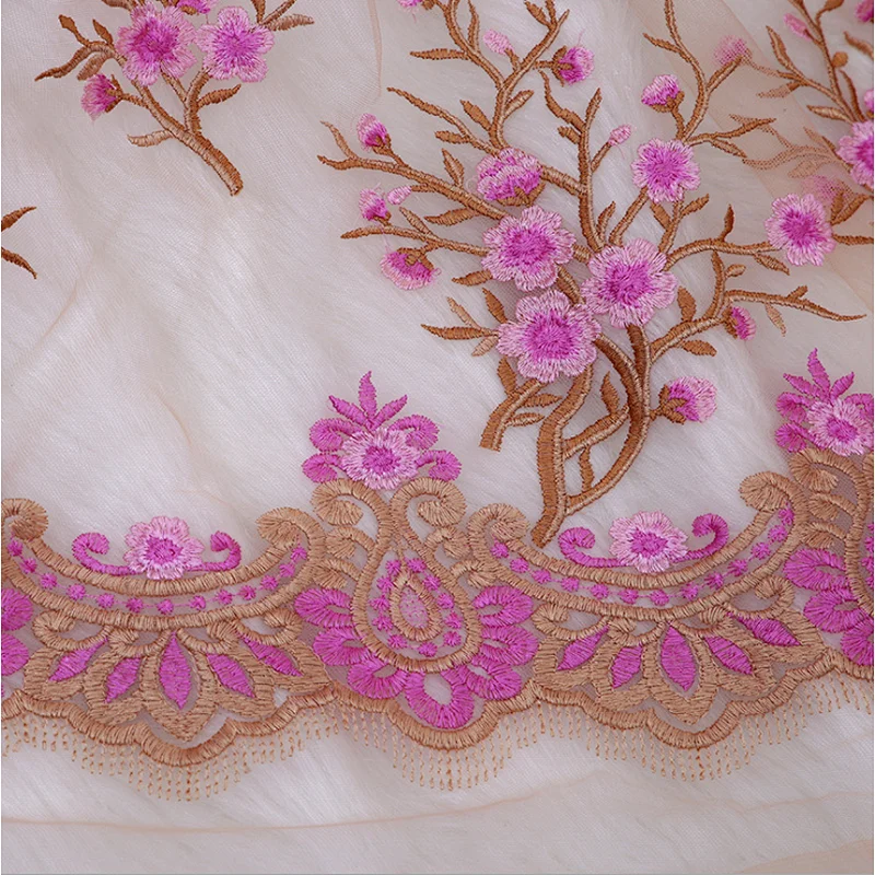 African High quality luxury mesh embroidery customized lace fabric low moq