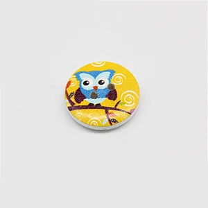 PandaHall 4-Hole Wooden Buttons Printed Flat Round Button Mixed Color 15x3.5mm Hole 1mm
