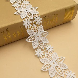 cotton embroidery bridal lace trim water soluble embroidered chemical lace trimming embroidery lace