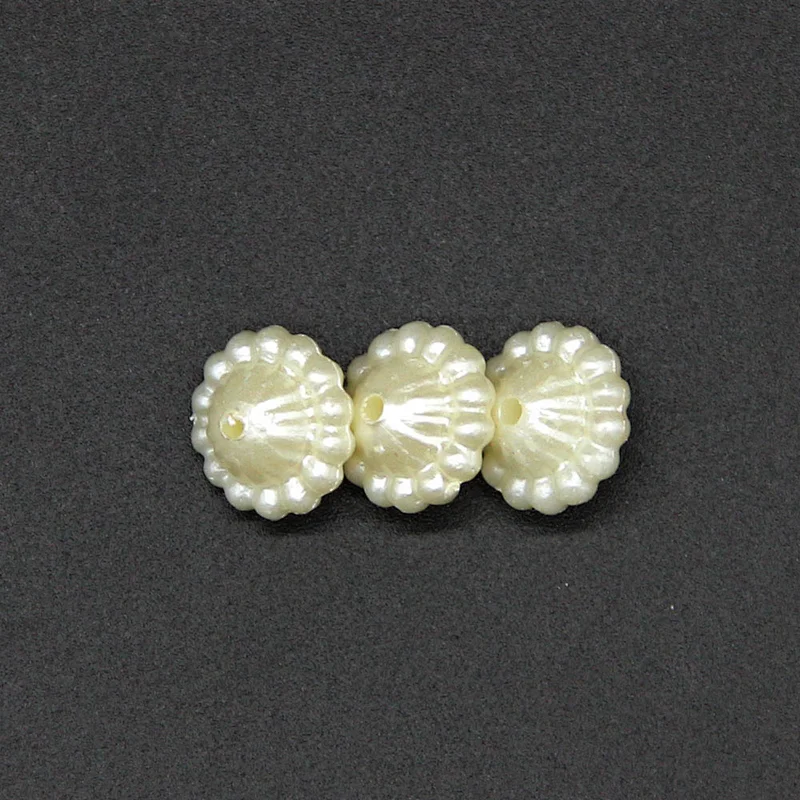 New Vivid 12mm Flower Pattern with one Hole White Plastic Beads