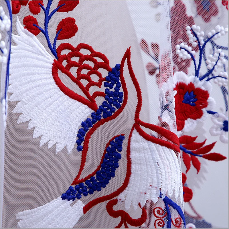 Beautifical african french lace fabric bird pattern lace  embroidery fabric mesh lace fabrics
