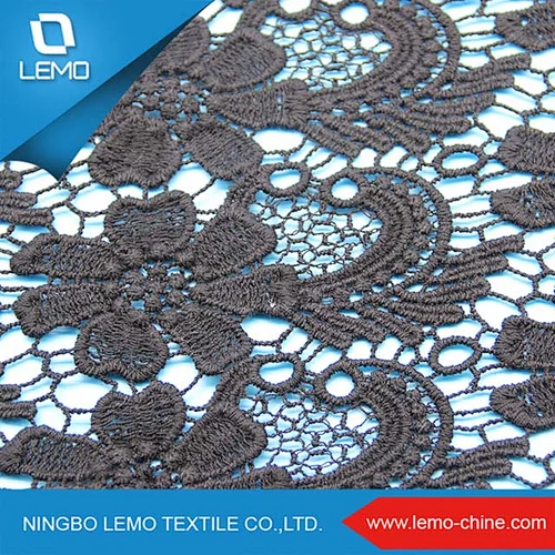 Black Tulle African Chemical Embroidery Lace Fabric for Garment Dress