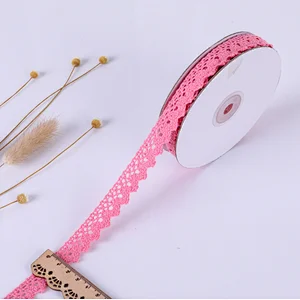 Factory direct sale stock african cotton/polyester  lace trim cotton ribbon for home textile