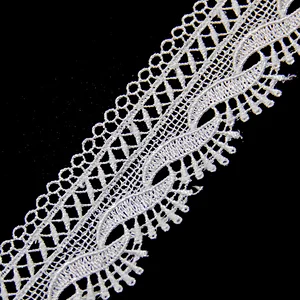 6.1cm  100% Polyester Chemical Embroidery  Lace Fabric