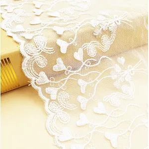 Fancy Polyester Embroidery Organza Swiss Lace Trim Fabric for