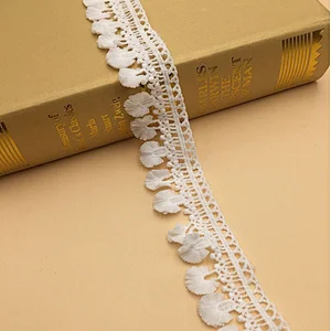 African Water Soluble Lace  Chemical Milk Silk Trim Lace For Wedding Bridal Dress