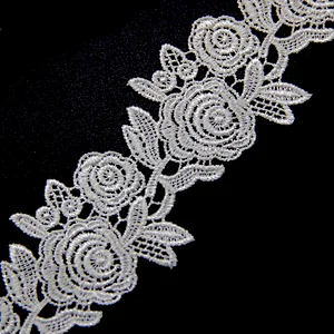 3cm  100% Polyester Chemical Embroidery  Lace Fabric