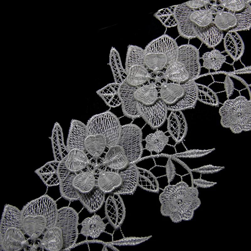 12.5cm  100% Polyester Chemical Embroidery Beaded Lace Fabric