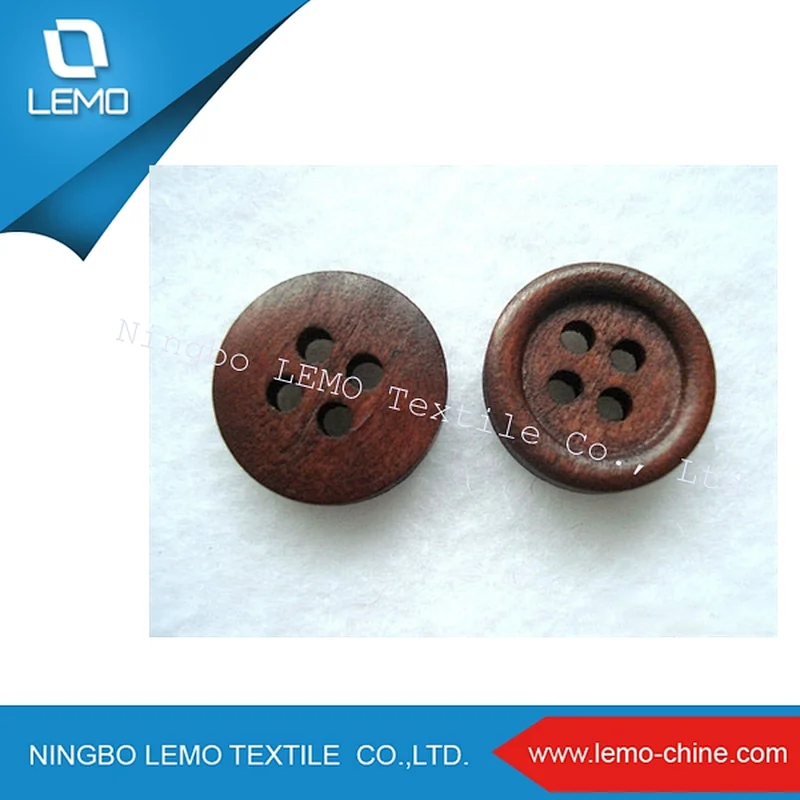 lemo 15mm Dark Brown Plain Wood Buttons