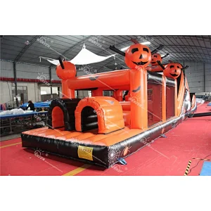 Coming festival inflatable Halloween pumpkin obstacles,inflatable Halloween combo slides,inflatable halloween assault sport game