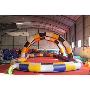 Amazing inflatable race track sport games, air go kart tunnels, scooter inflatable fields games for sale