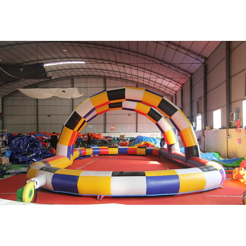 Amazing inflatable race track sport games, air go kart tunnels, scooter inflatable fields games for sale
