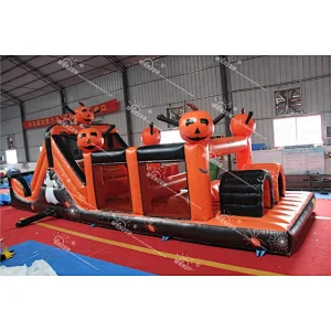 Coming festival inflatable Halloween pumpkin obstacles,inflatable Halloween combo slides,inflatable halloween assault sport game