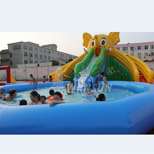 outdoor commercial elephant water slide inflatable water park