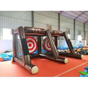 Double lane inflatable single axe lumberingsport games. lumberman tossing games, rosser axe throwing sport for team building