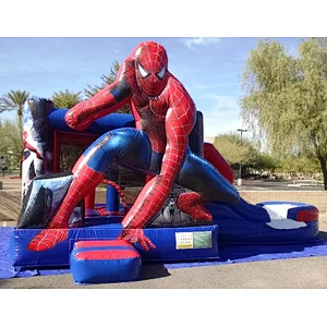 Spider man bouncy castle slide commercial kids jumping castle for sale, Custom jumping combo inflatable spider man bouncer