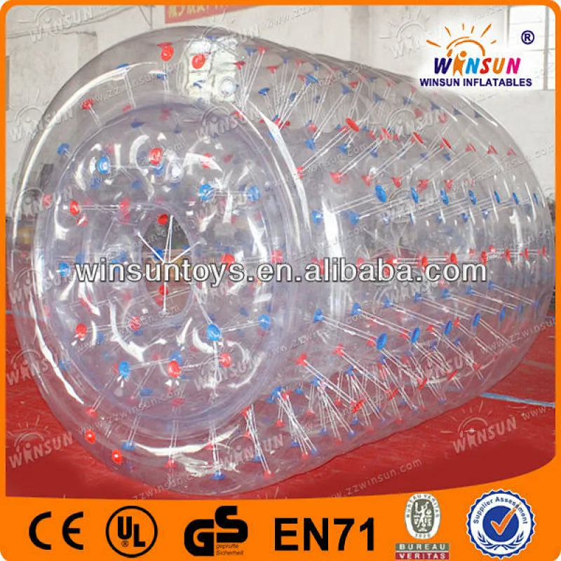 colorful/transparent inflatable water roller game, inflatable roller floating for adults