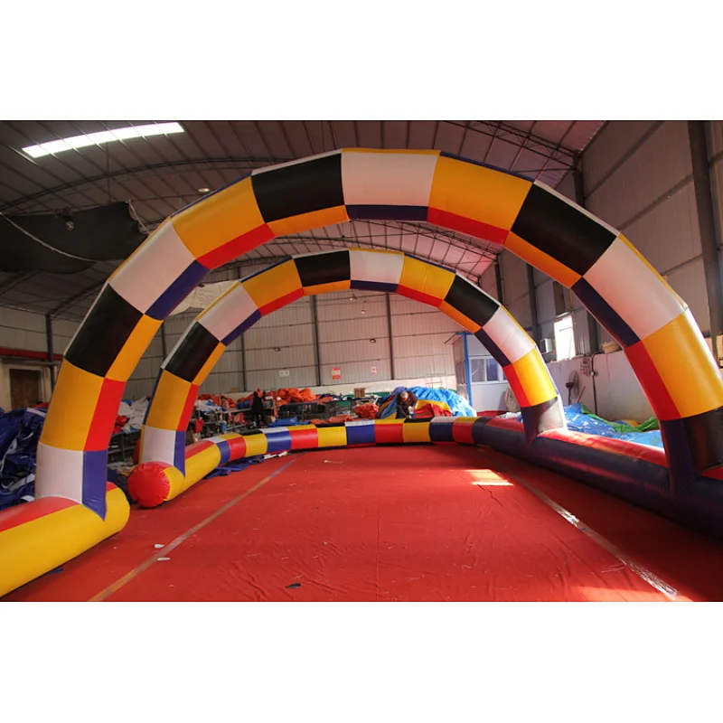 Amazing inflatable race track sport games, air go kart tunnels, scooter inflatable fields games for sale
