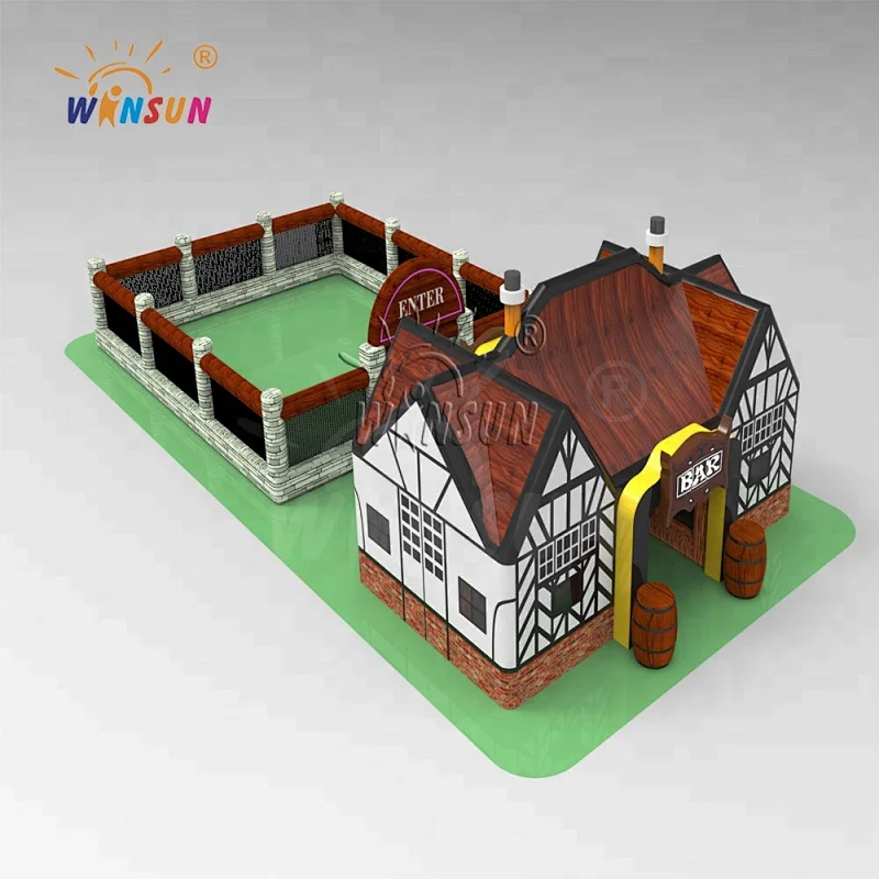 Blow up inflatable tavern party house, inflatable village salloon , air constant taproom and groggery for backyard block party