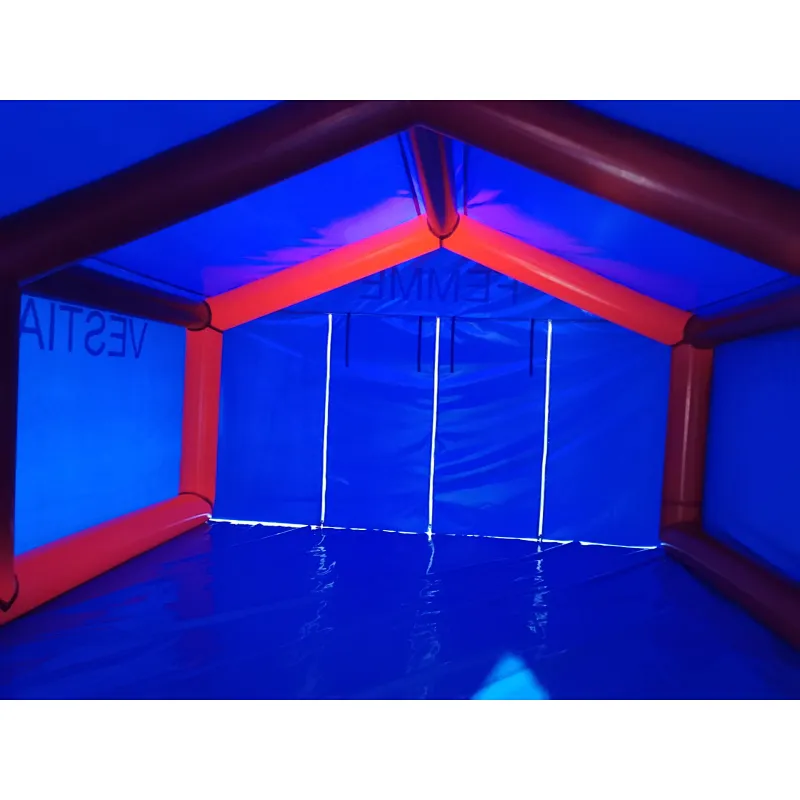 Portable airtight fitting room inflatable tent with separated chambers and doors for temporary inflatable structure