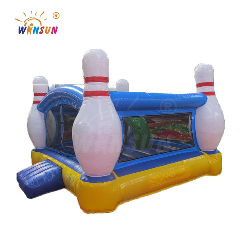 Inflatable bowling bounce castle for amusement, bowling gym bounce, jumping animal toy