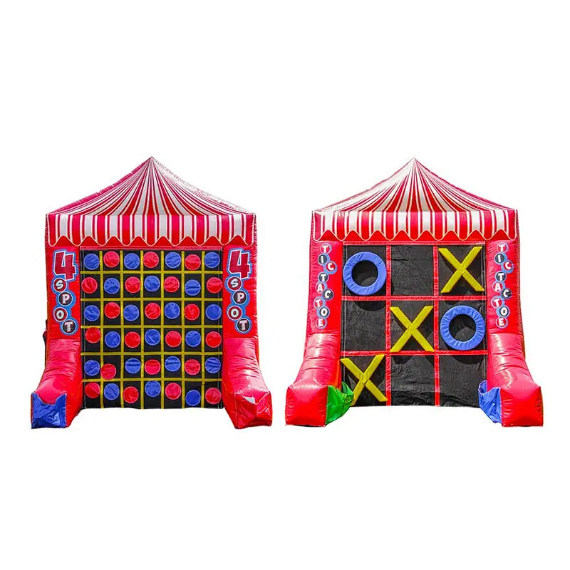 Double side inflatable 4 spot game and tic tac toe for kids and adults sport interactive fun,inflatable carnival 2 games in 1