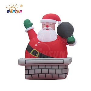 3m Inflatable Father Claus, Outdoor christmas decoration inflatable santa claus climbing chimney
