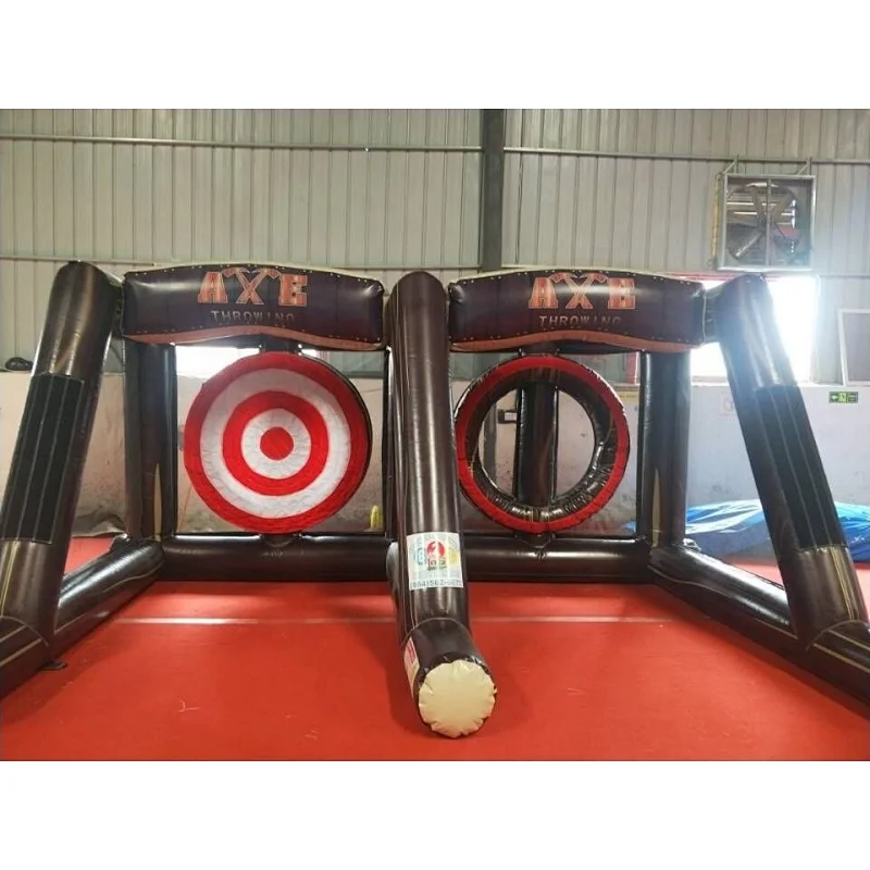 Double lane inflatable single axe lumberingsport games. lumberman tossing games, rosser axe throwing sport for team building