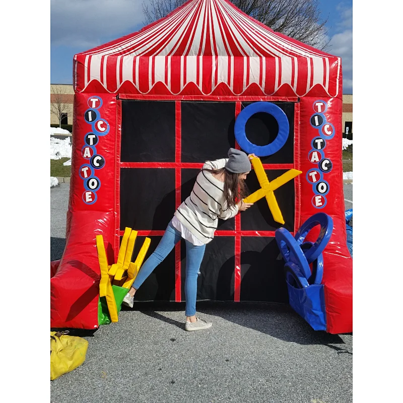 Double side inflatable 4 spot game and tic tac toe for kids and adults sport interactive fun,inflatable carnival 2 games in 1