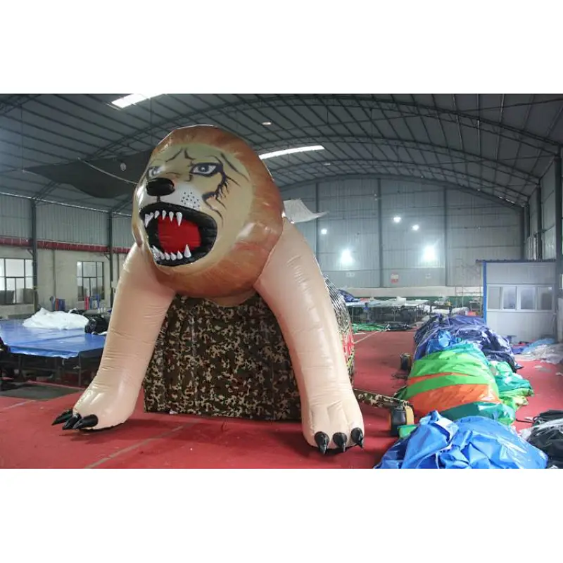 inflatable lion head tunnel,mascot tunnel tent for inflatable football game,customized mascot tunnel