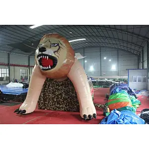 inflatable lion head tunnel,mascot tunnel tent for inflatable football game,customized mascot tunnel