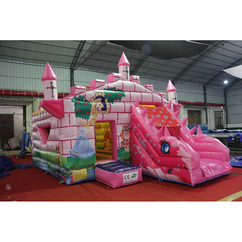 Pink inflatable castle jumping for kids