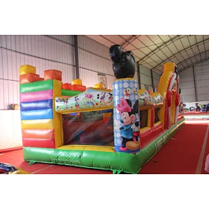 Amusement park cartoon theme bounce game,inflatable animal world bounce house, inflatable cartoon jumping trampolines for hire